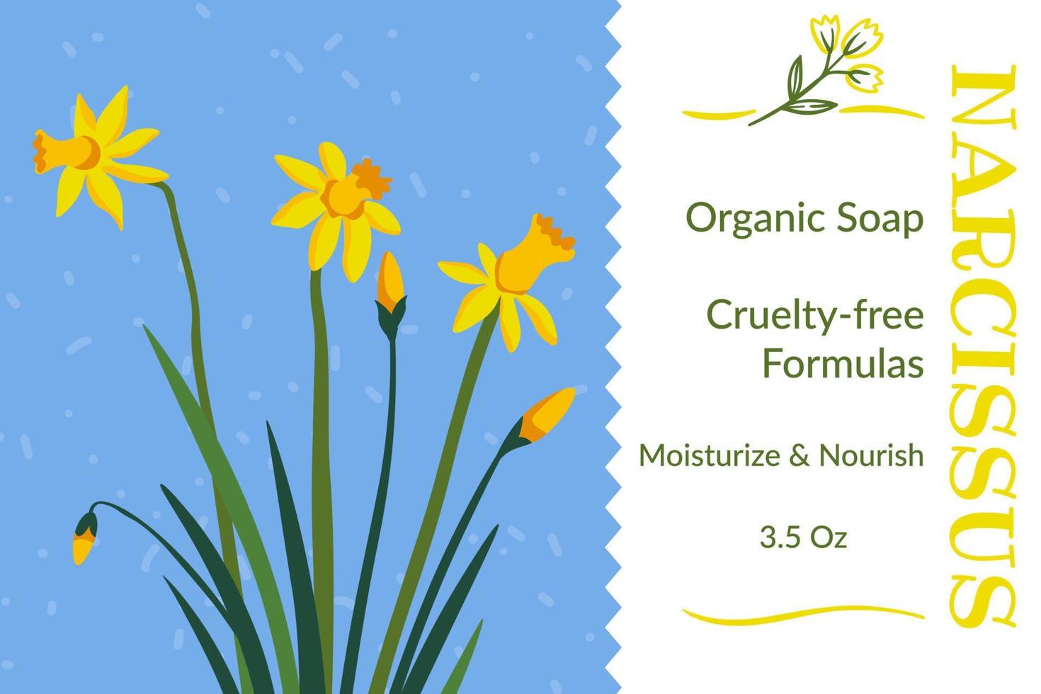 Narcissus organic soap, cruelty free formula vector