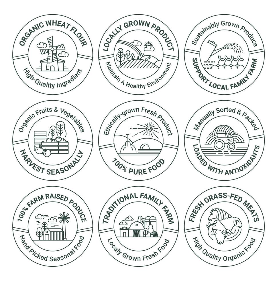 Sticker tag set for organic locally grown product 17541331 Vector Art