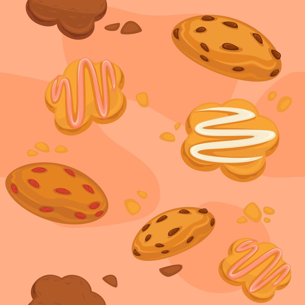 Cookies and biscuits pattern, seamless prints vector