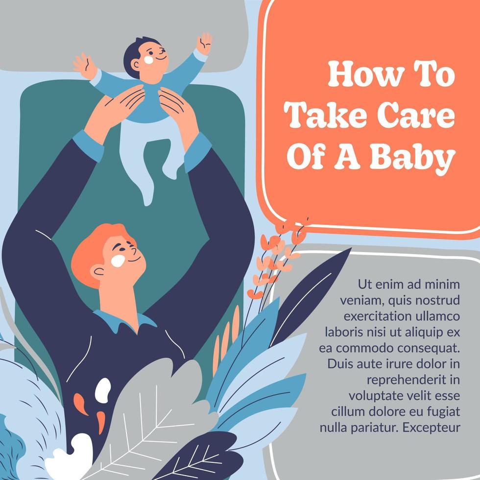 How to take care of baby, parenting courses vector