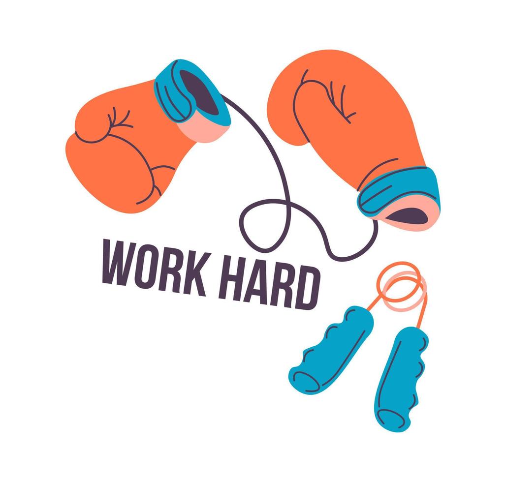 deportes y ejercicio, logo de trabajo duro de boxeo vector