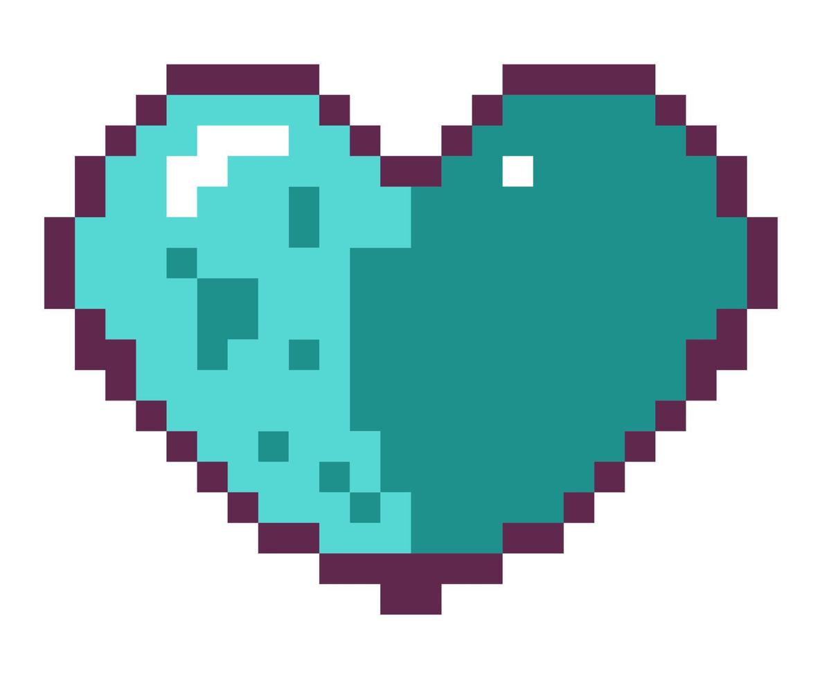 corazón pixelado, diseño e interfaz de juego de 8 bits vector