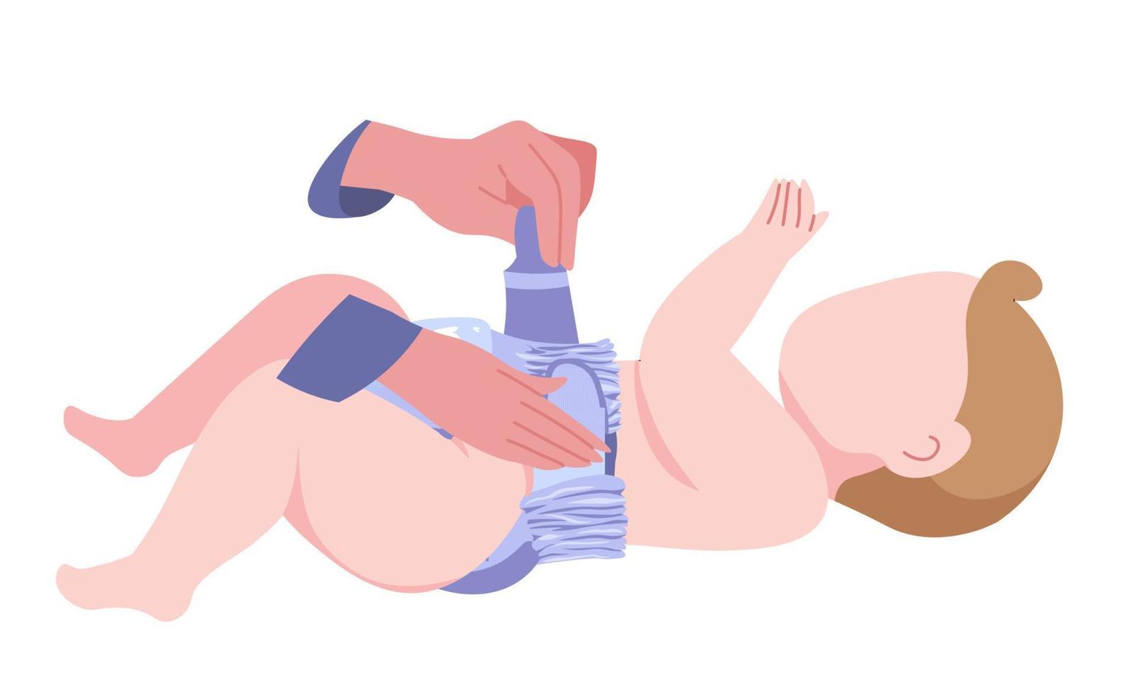 Diapers changing instruction and tips for parents vector