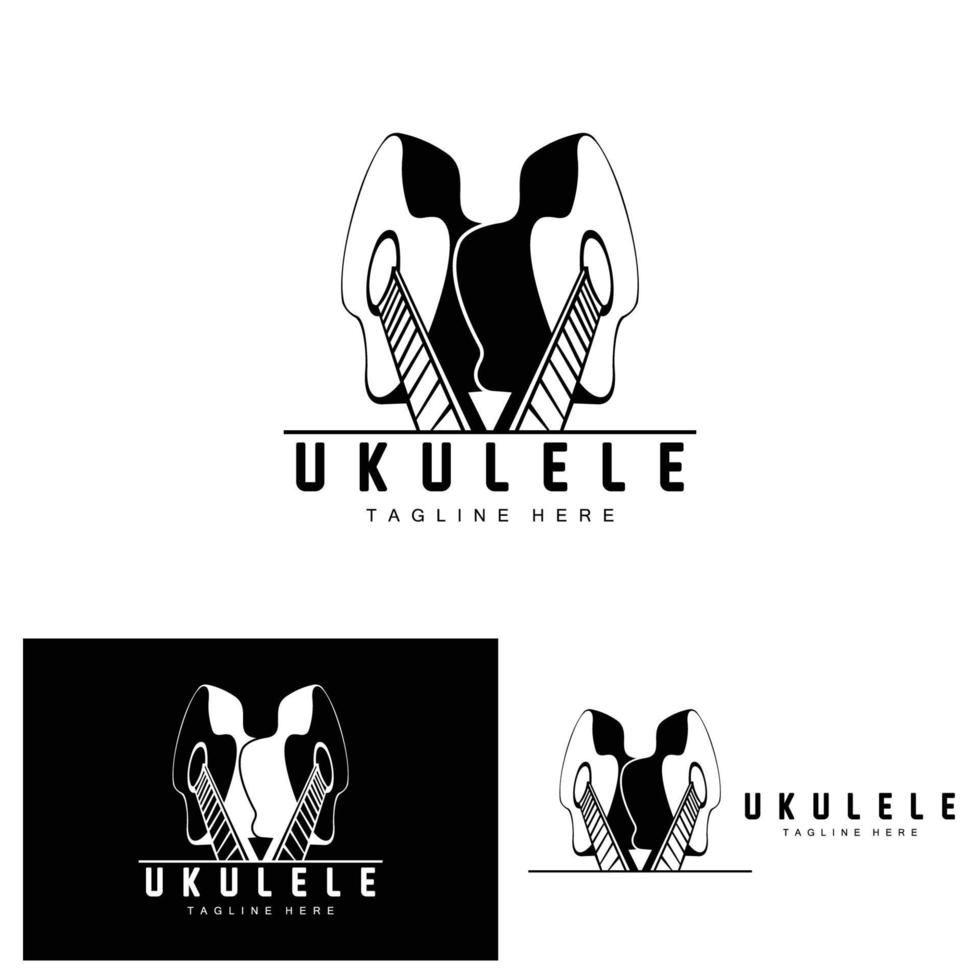 diseño de logotipo de música de ukelele minimalista, vector de guitarra de ukelele. diseño de logotipo de ukelele