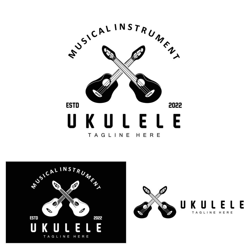 Minimalist Ukulele Music Logo Design, Ukulele Guitar Vector. Ukelele Logo Design vector