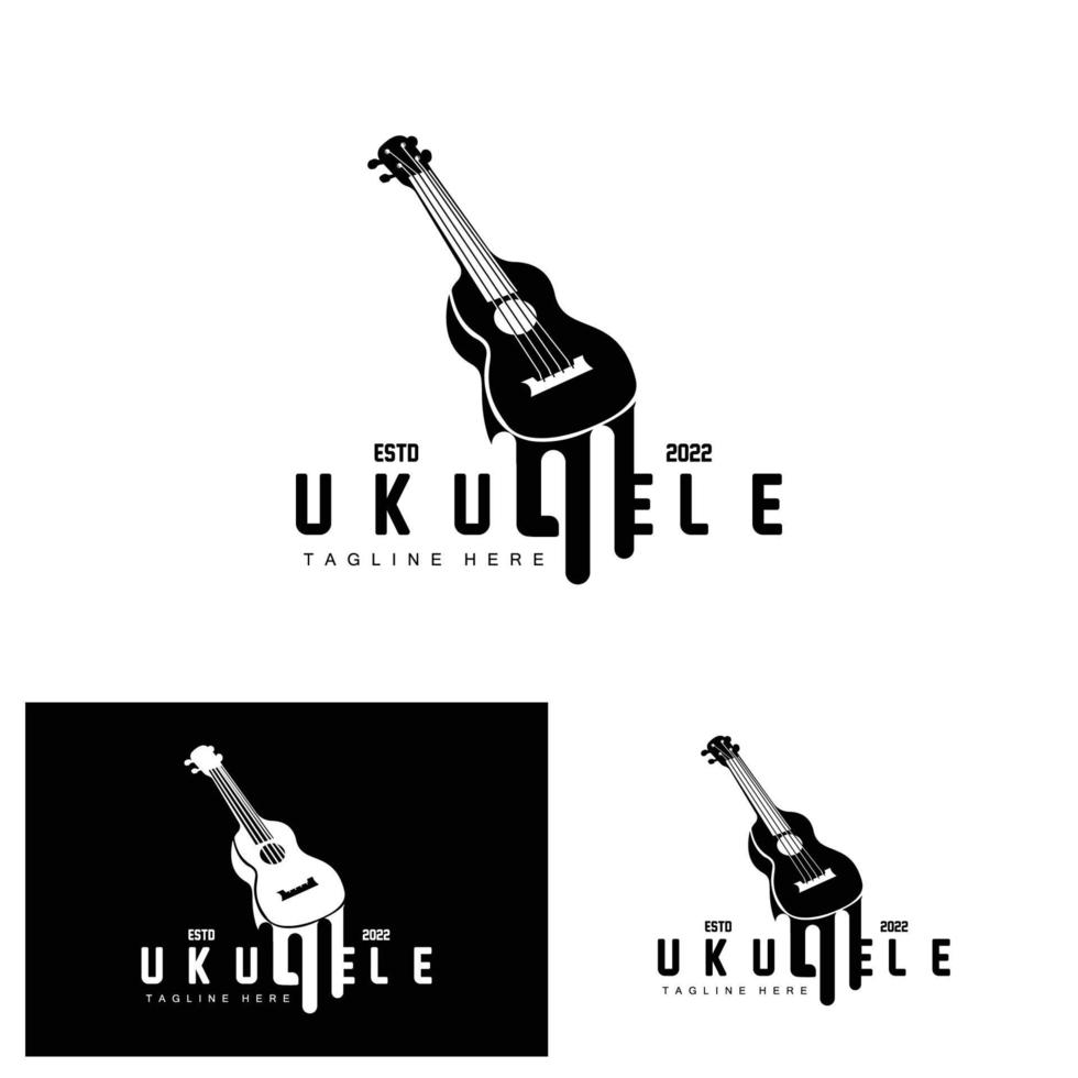 Minimalist Ukulele Music Logo Design, Ukulele Guitar Vector. Ukelele Logo Design vector