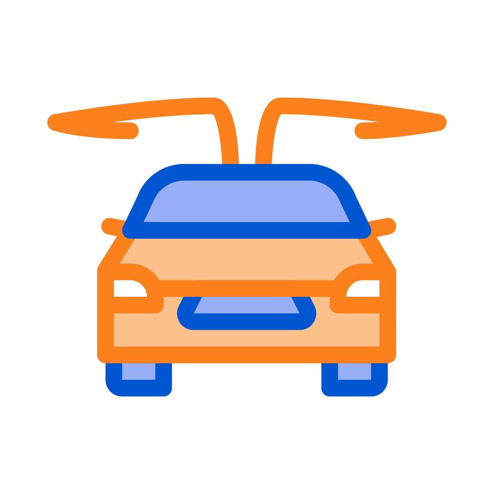 electro car opened doors icon vector outline illustration