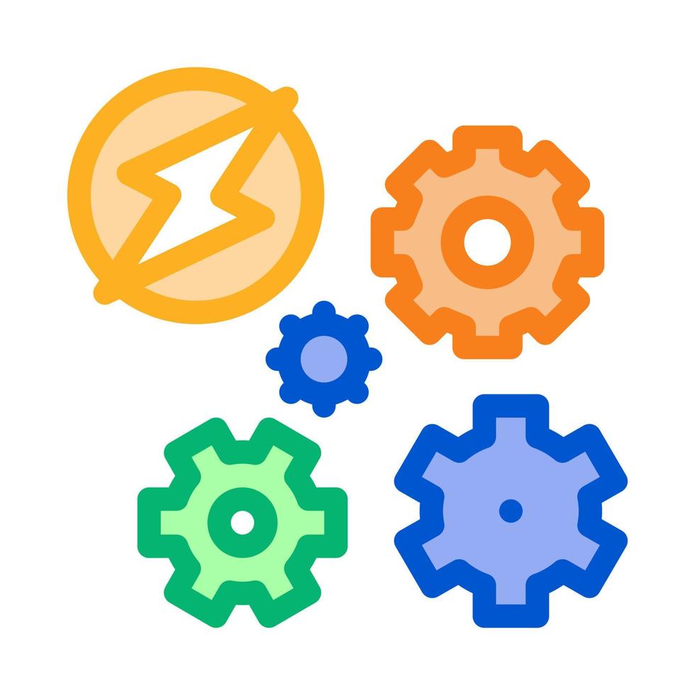 electro car lightning and gears icon vector outline illustration