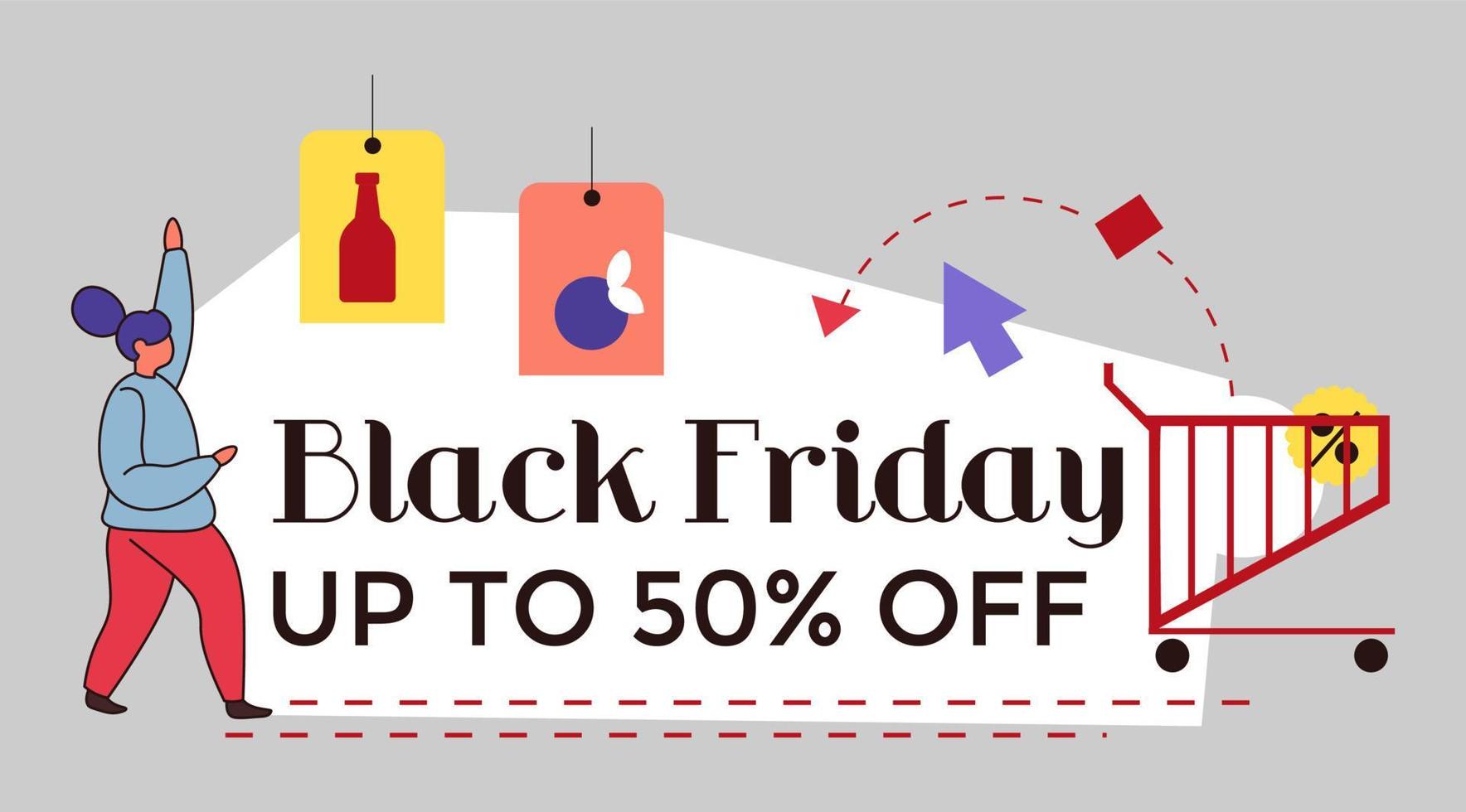 Black friday discounts up to half price off vector