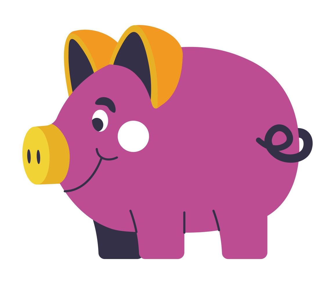 Pig character for coins, piggy bank container vector