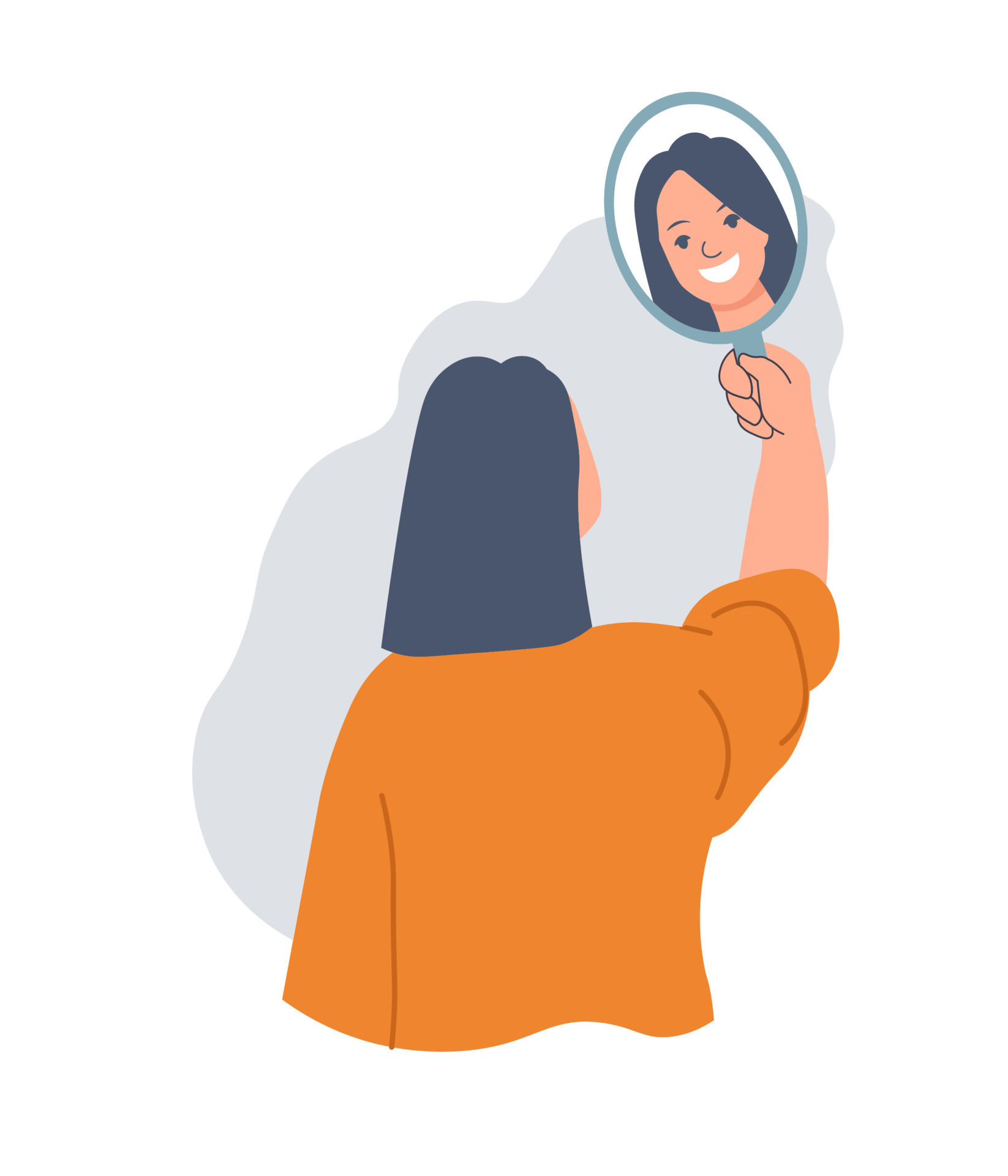 Woman looking at mirror reflection and smiling 17541791 Vector Art at