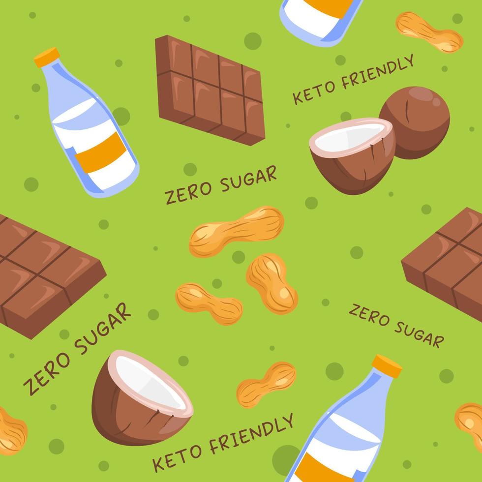 Keto friendly and zero sugar sweets and dessert vector