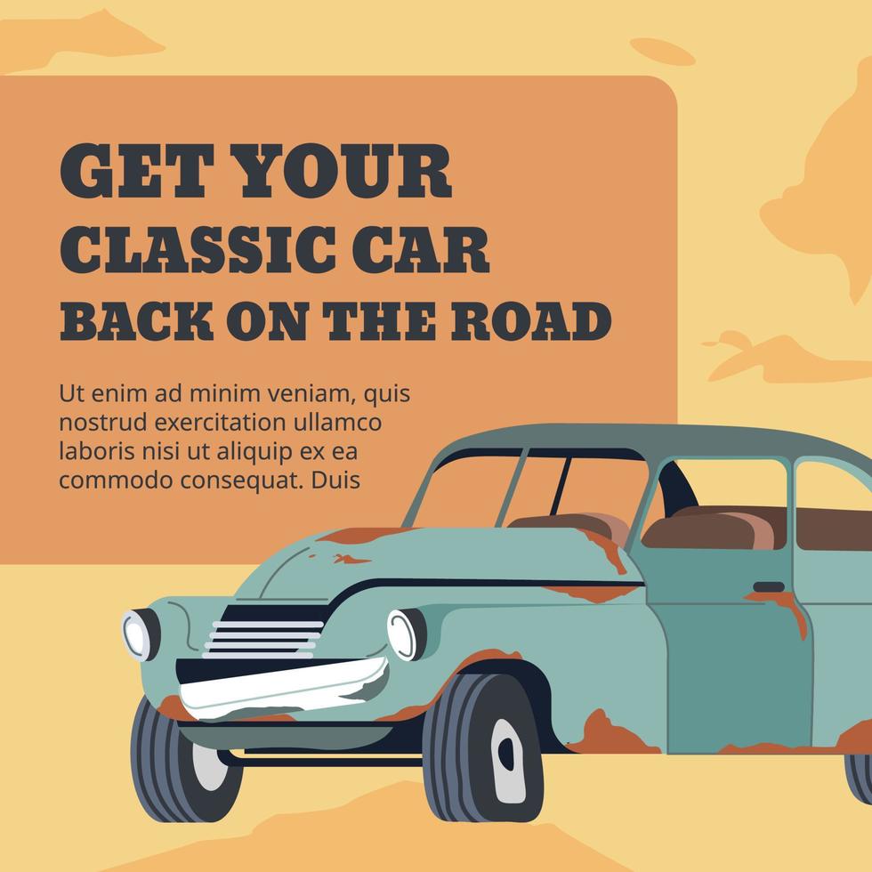 Get your classic car back road, repairing service vector