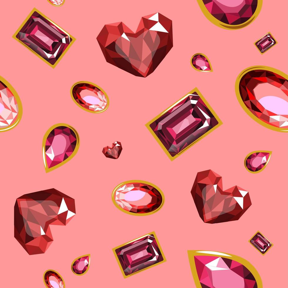 Gems and precious stones, brilliants and emeralds vector