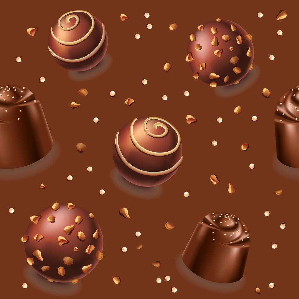 postre y dulces, caramelos de chocolate con crema vector
