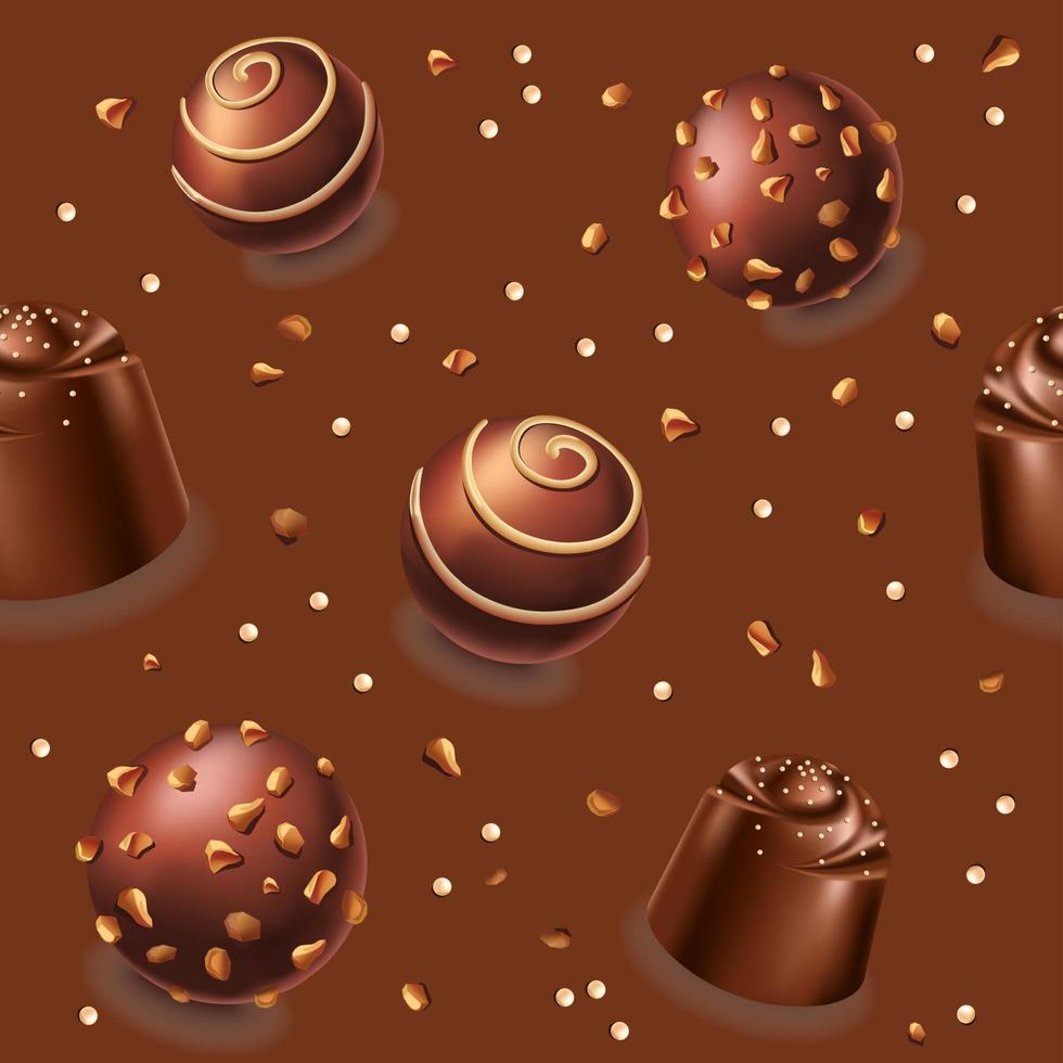 Dessert and sweets, chocolate candies with cream vector