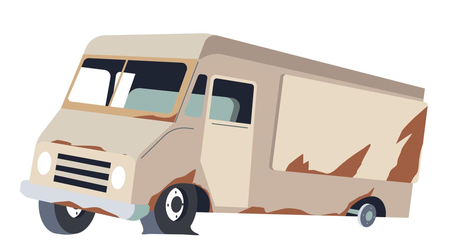 Auto with rust and damaged construction parts vector