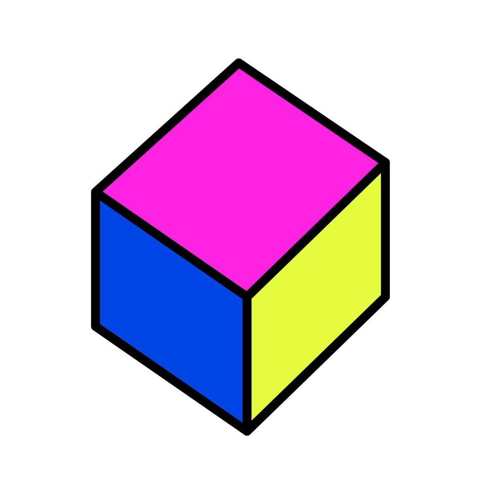 Geometric shape with colorful facets, cube vector