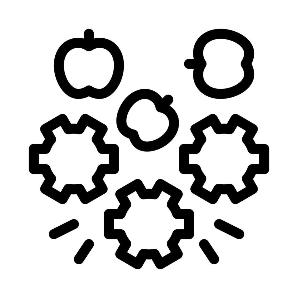 apple fruit on conveyor icon vector outline illustration