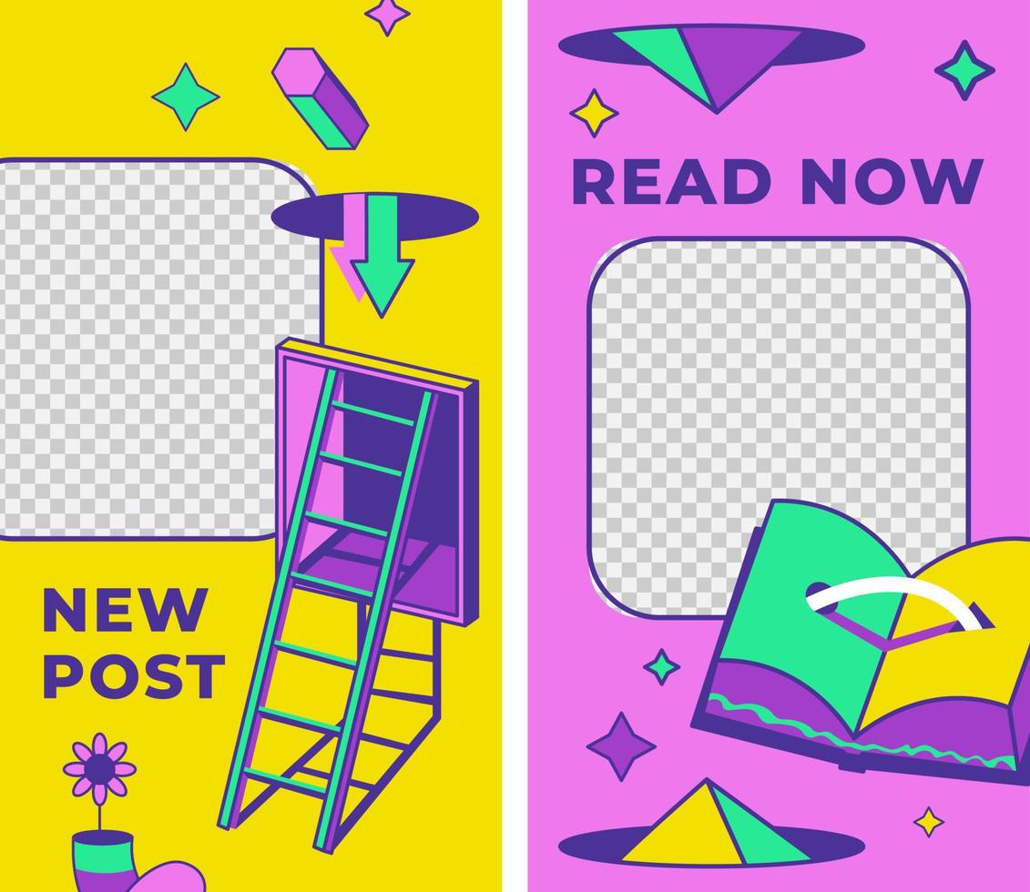 New post read now, banners and frames for media vector
