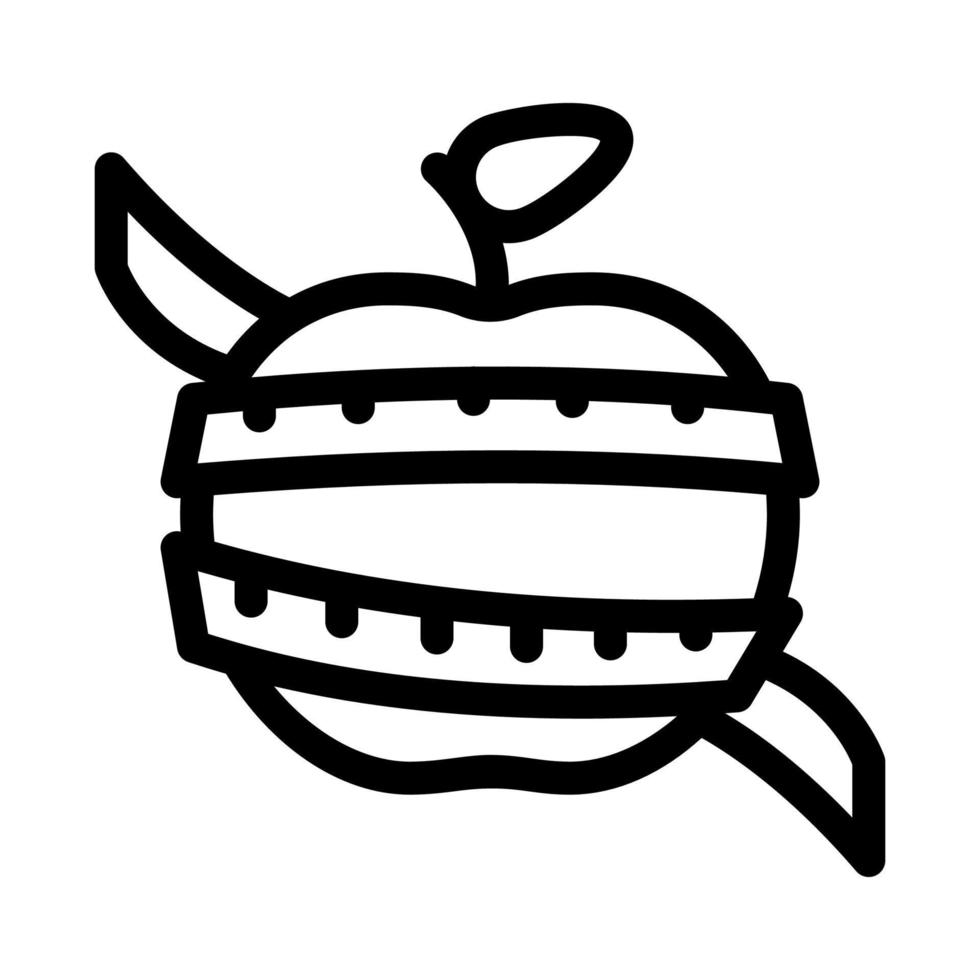 ilustración de contorno de vector de icono de cordón de medición de manzana de fruta