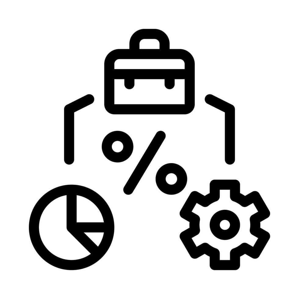 porcentaje de caso de negocio infográfico e icono de engranaje ilustración de contorno vectorial vector