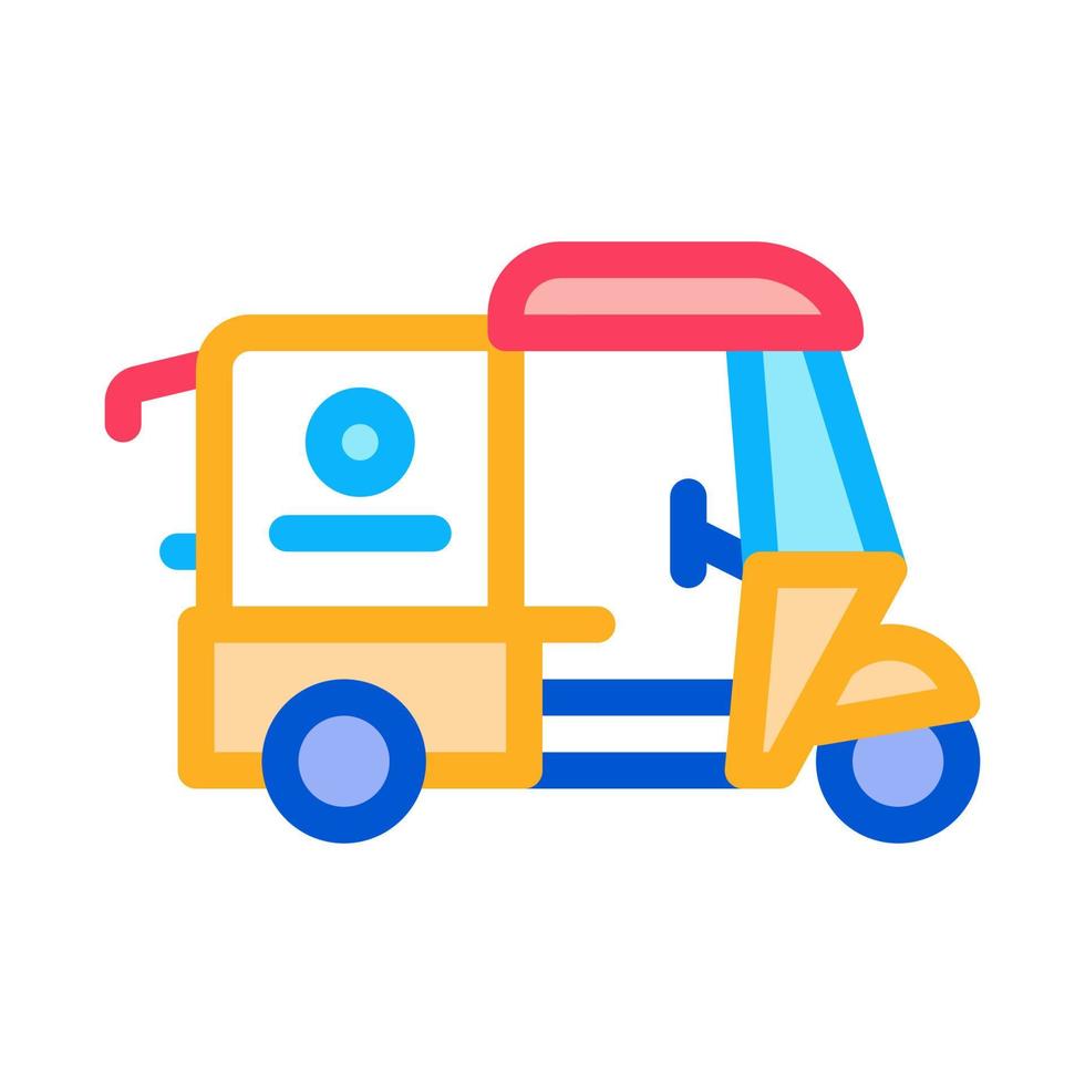 tuk tuk food delivery icon vector outline illustration