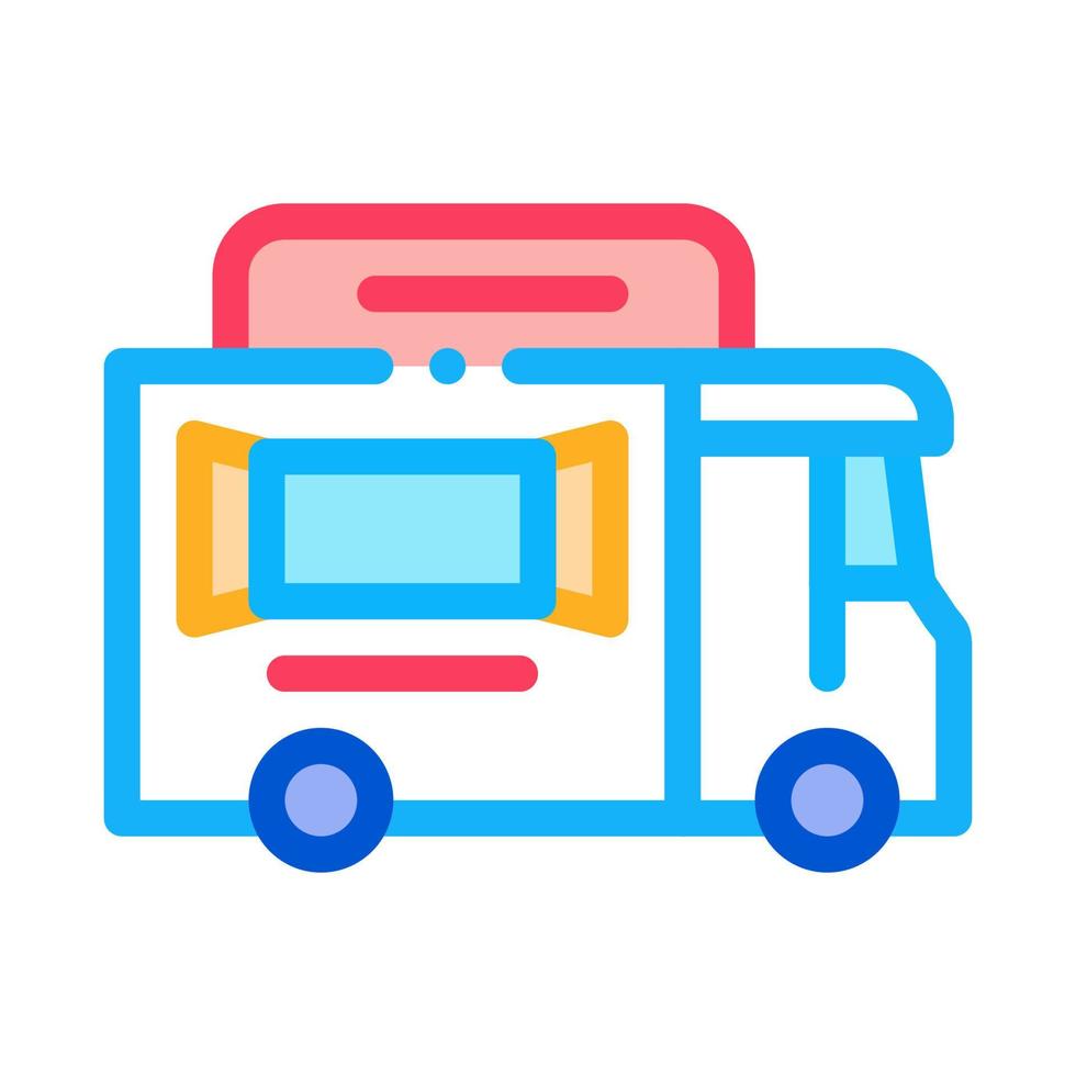 street food van on wheels icon vector outline illustration
