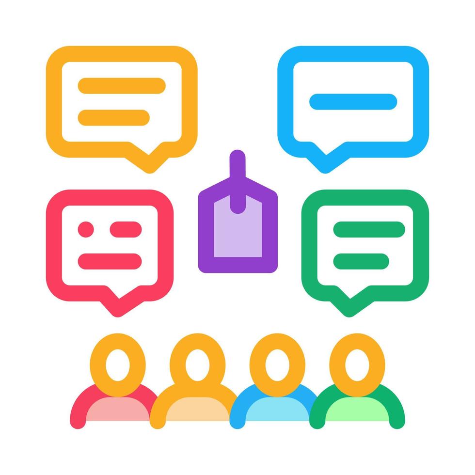 people discuss price icon vector outline illustration