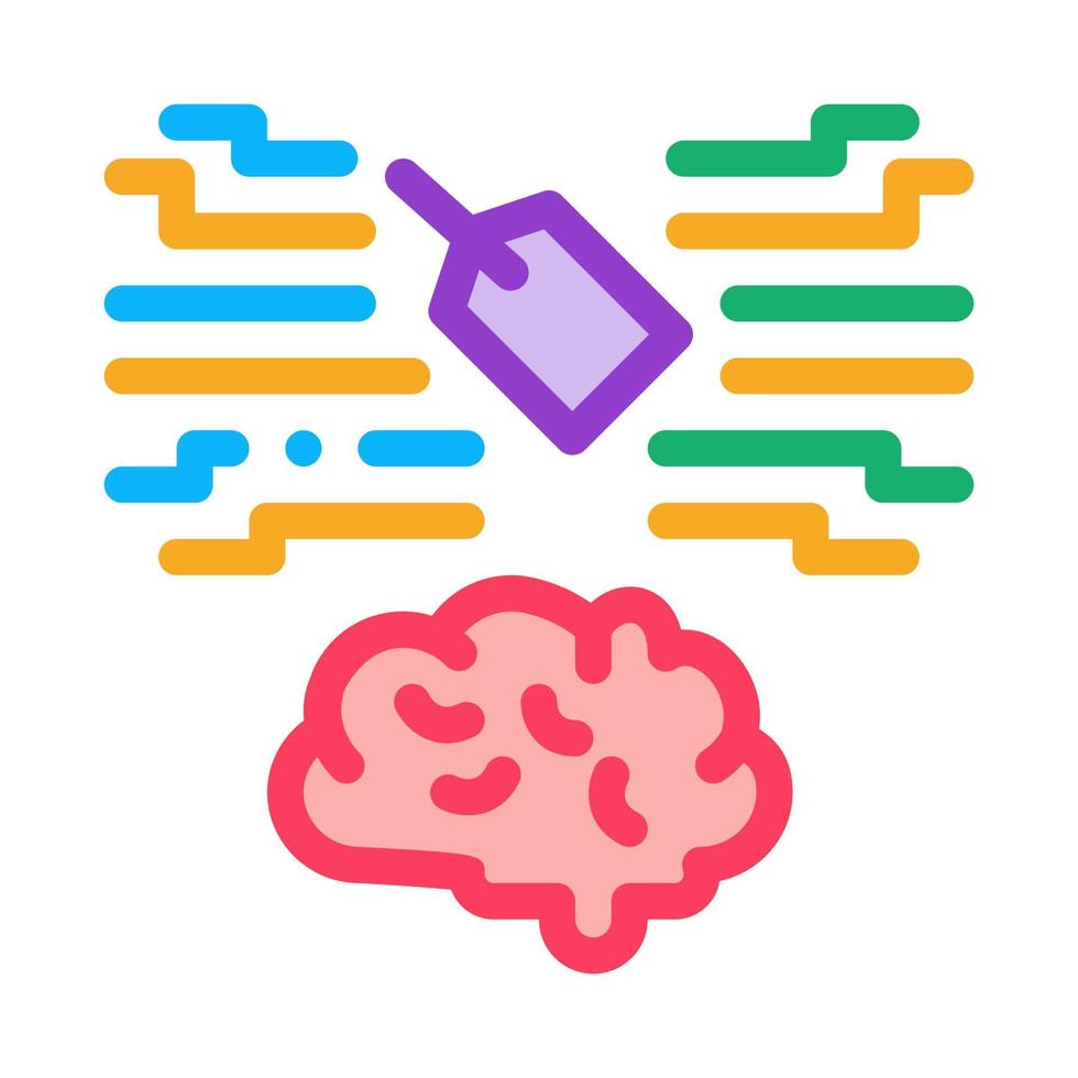 etiqueta de neuromarketing e ilustración del contorno del vector del icono del cerebro