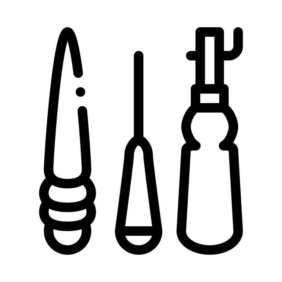 leather repair tools icon vector outline illustration