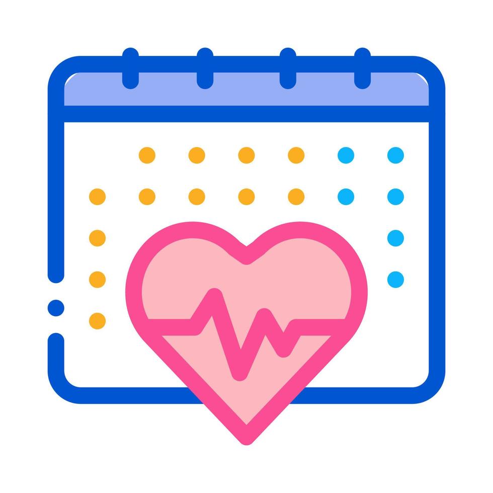 heart cardio calendar icon vector outline illustration