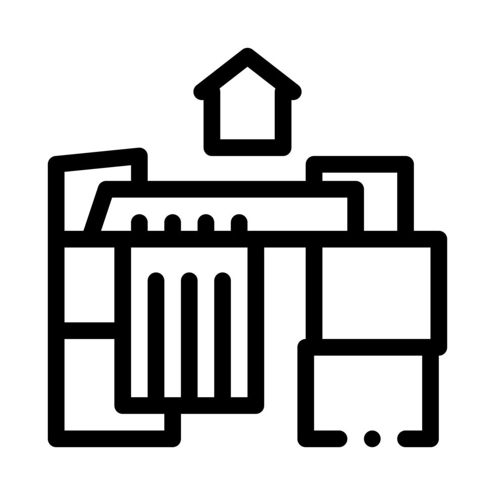 ilustración de contorno de vector de icono de casa de cartón sin hogar