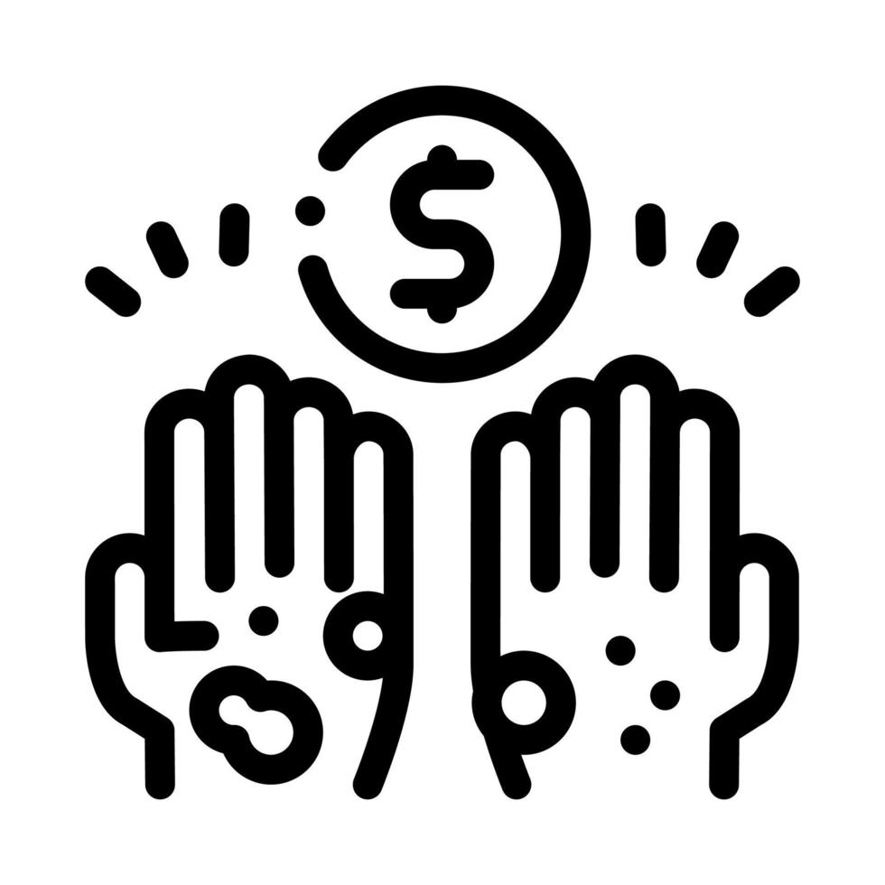homeless hands ask for money icon vector outline illustration