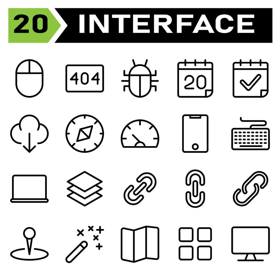 User interface icon set include download, arrow, down, downloading, compass, direction, navigation, dashboard, speedometer, performance, indicator, phone, mobile, smart phone, gadget, keyboard vector