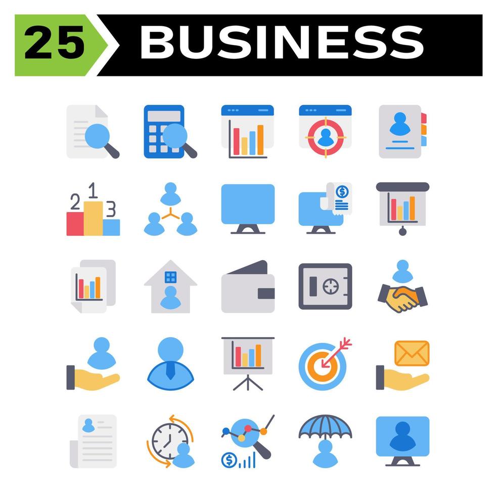 Office business icon set include document, search, verified, research, business, accounting, calculator, calculation, finance, digital marketing, chart, web, analytic, presentation, target, employee vector