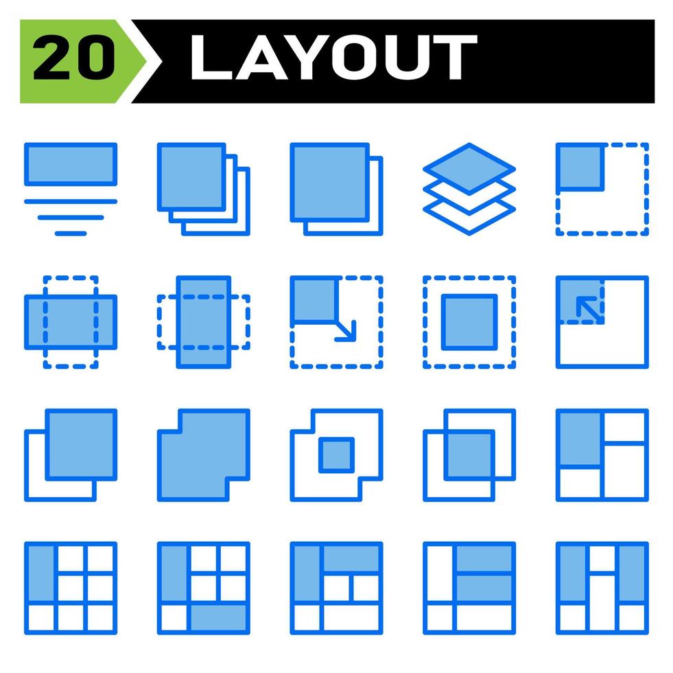 Layout icon set include layout, grid, dashboard, interface, user interface, align, template, design, flayer, graphic, cover, poster, vector, banner, creative, concept, brochure, abstract, modern, bus vector