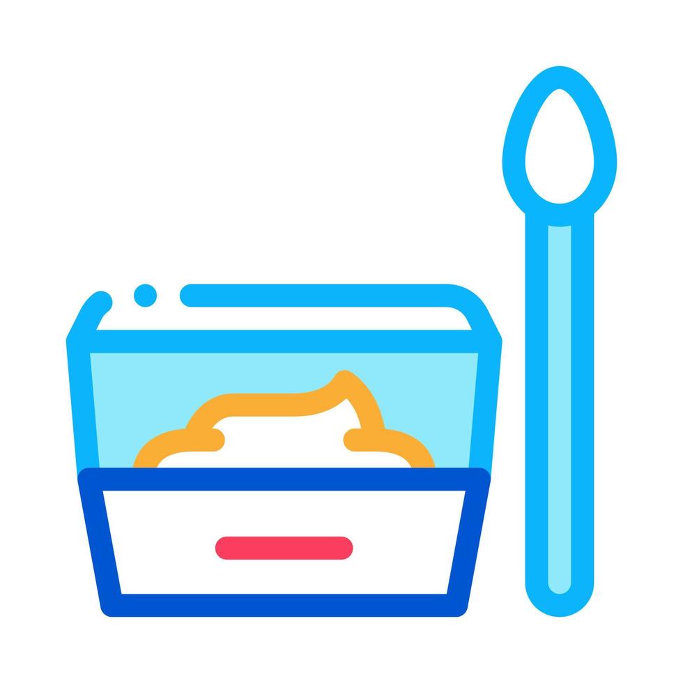 container with food and spoon icon vector outline illustration