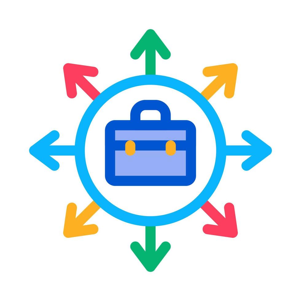 caso y flechas diferentes direcciones icono vector ilustración de contorno