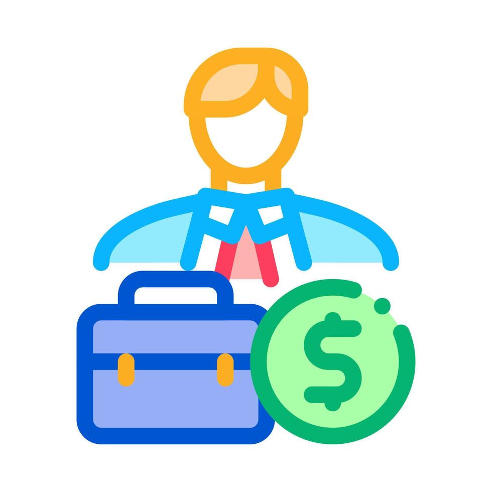 businessman case and money banknote icon vector outline illustration