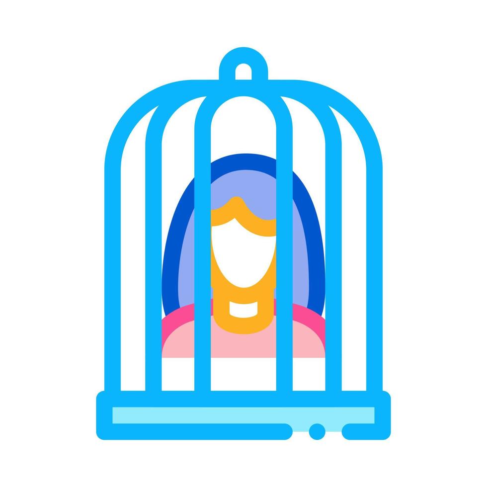 mujer en jaula icono vector contorno ilustración