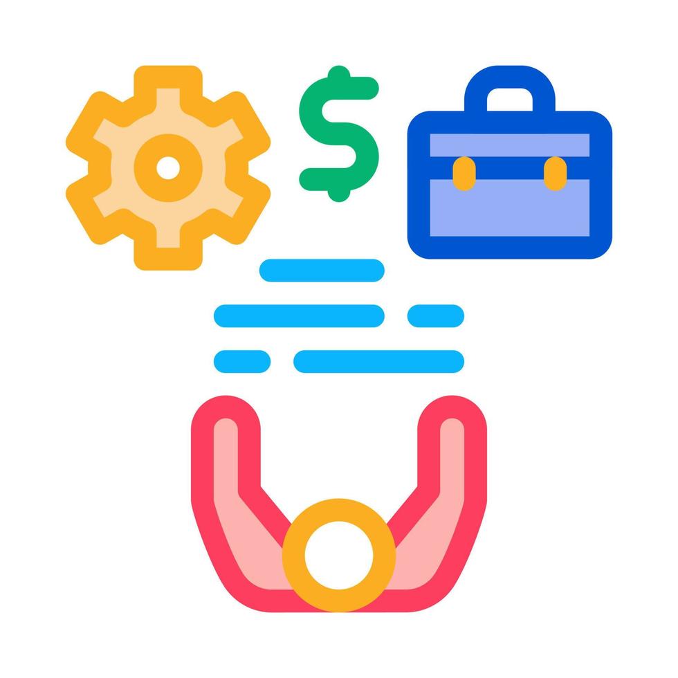 business case money and gear icon vector outline illustration