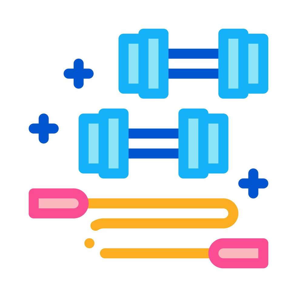 dumbbells and jump rope icon vector outline illustration