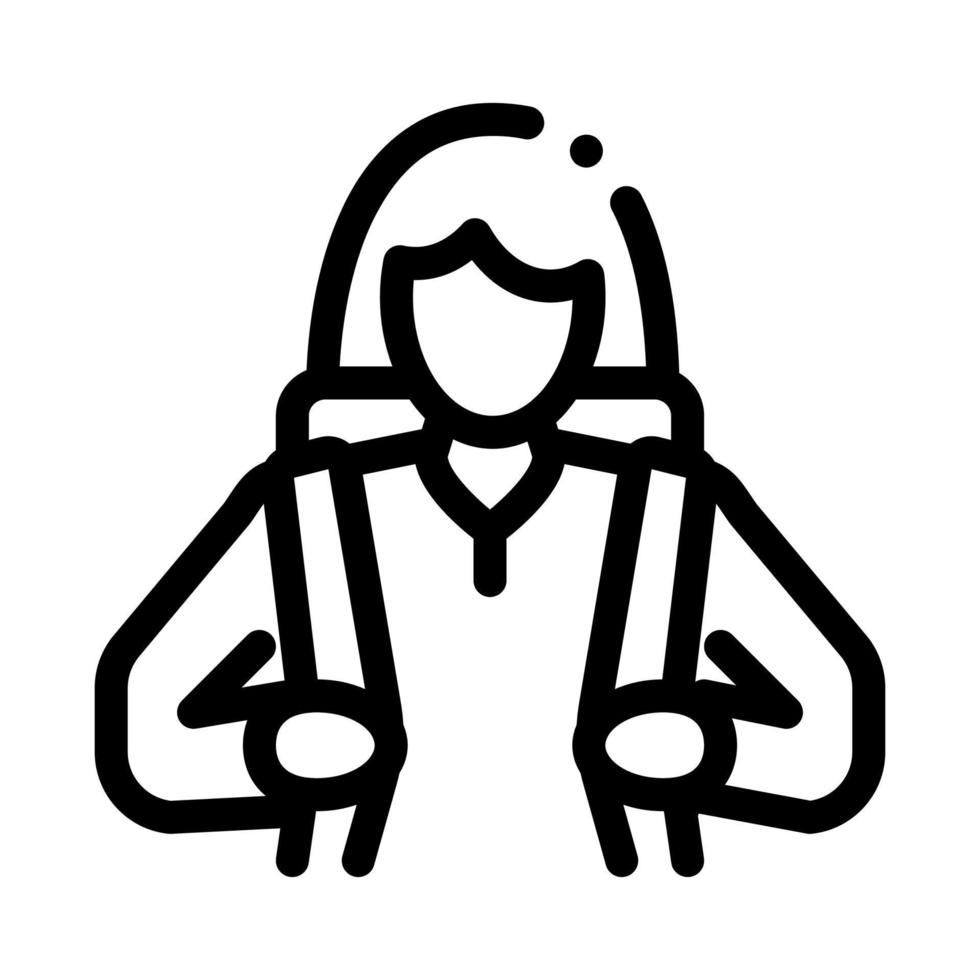 mujer turista silueta icono vector contorno ilustración