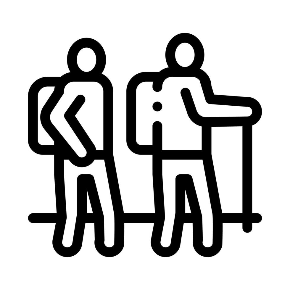 travelers hiking icon vector outline illustration