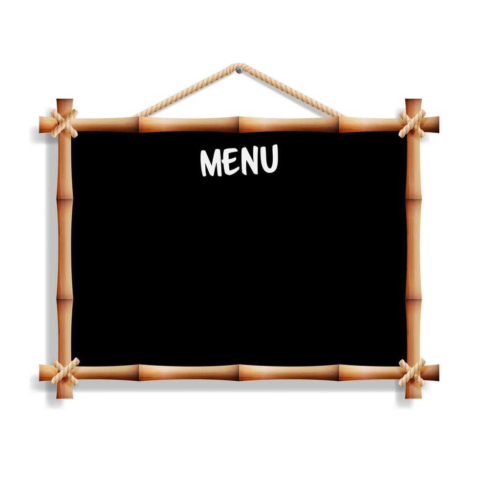 Cafe Menu Board With Bamboo Frame. vector