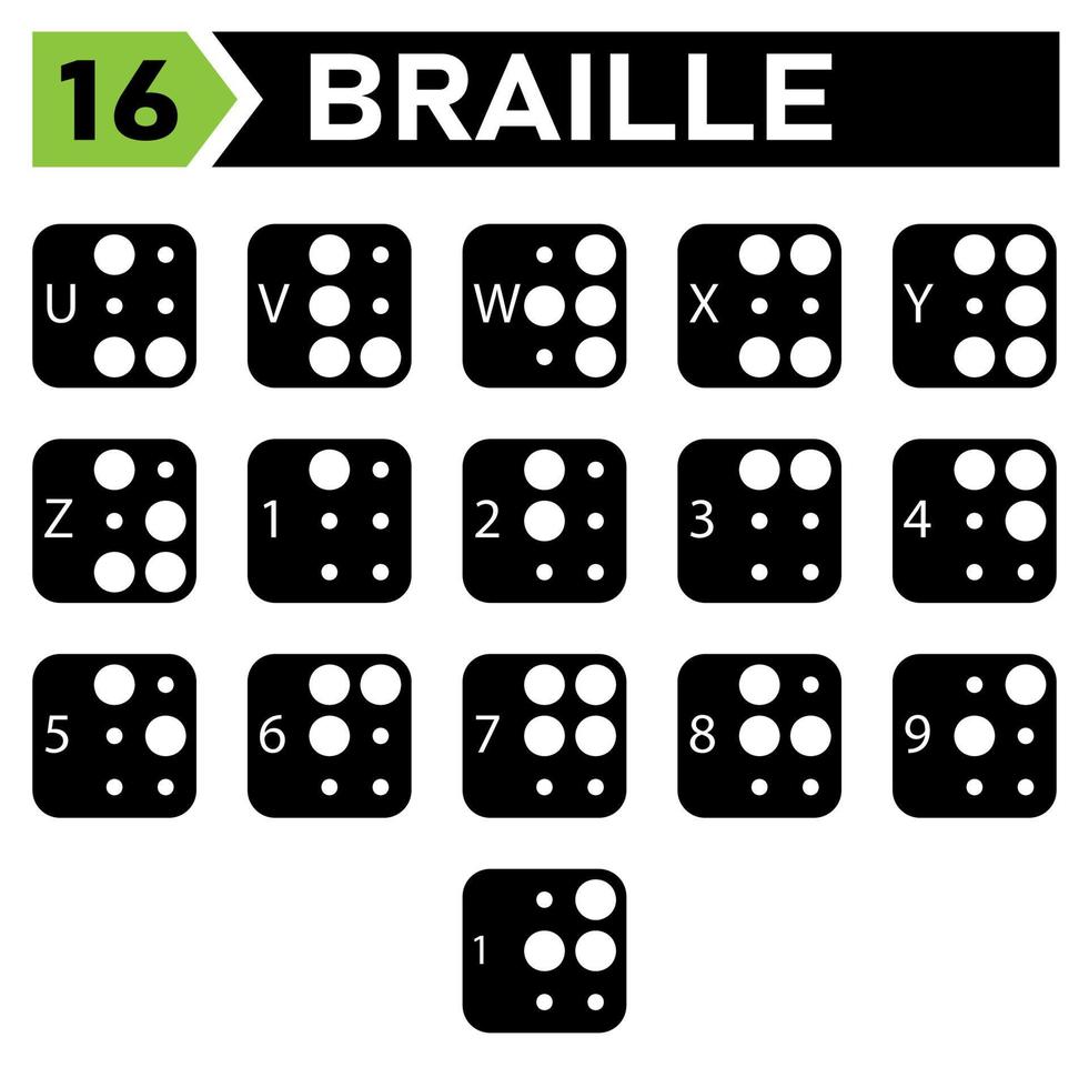 el conjunto de iconos del alfabeto braille incluye de la a a la z vector