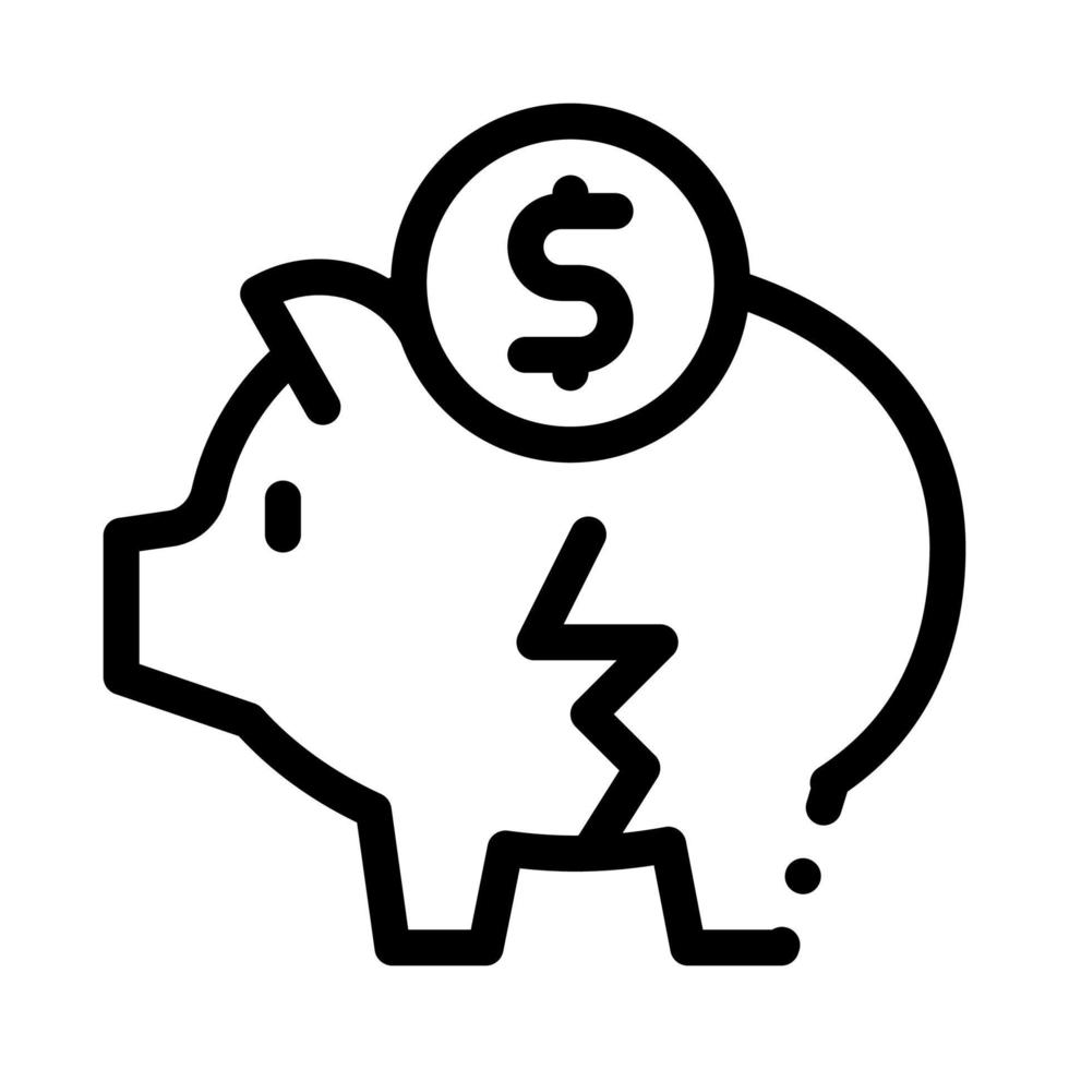 chopped piggy bank icon vector outline illustration