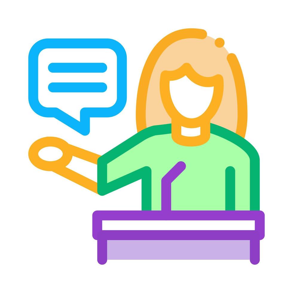 seminar woman teacher icon vector outline illustration