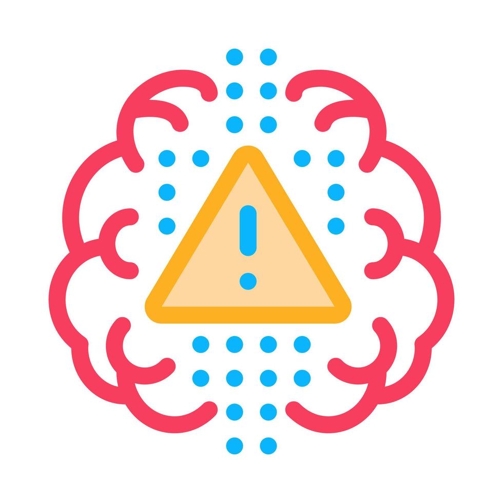 brain exclamation mark icon vector outline illustration